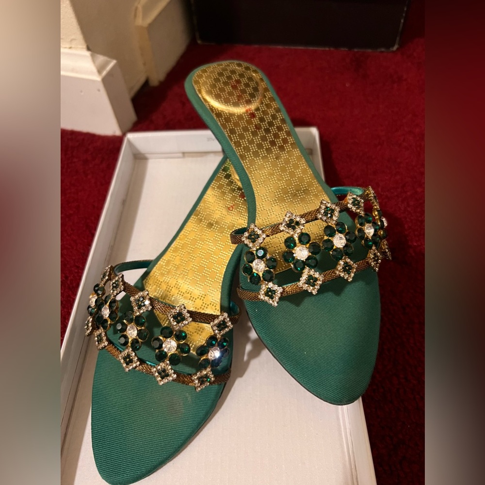 Emerald Studded Heels